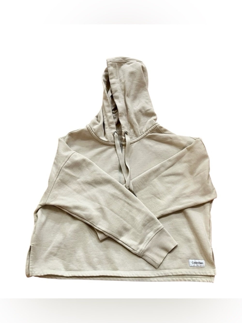 Calvin Klein Off White Women’s 1/2 Zip Cropped Hoodie Size XL